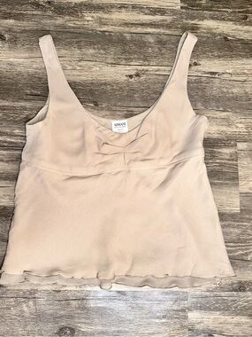 Armani Collezioni Womens Size 6 Beige Sleeveless Blouse Silk Blend Made Italy
